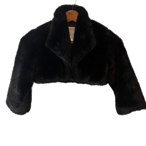 American Girl Black Faux Fur Shrug - Picture 2 of 4